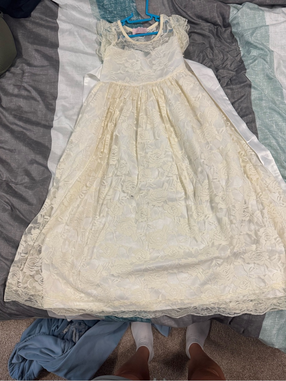 Ivory Lace Flower Girl Dress with Satin Sash